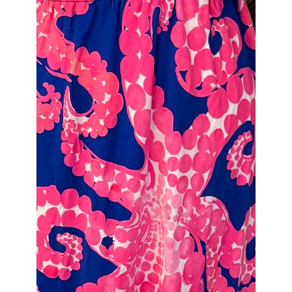 Lilly Pulitzer Strapless Mocean Octopus Long Dress Sz. Small Pink Navy - Picture 5 of 9